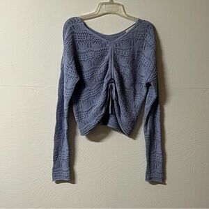 Jessica Simpson Knit Sweater Cinch Front Purple Blue Boho Size Small